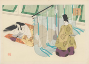Perpetual Summer (chapter 26) vfrom the album Illustrations for Genji monogatari in Fifty-Four Wood-Cut Prints